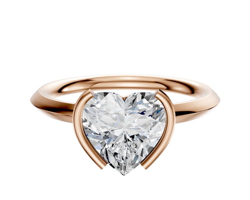 18K Rose Gold Bezel Half Bezel North/South Classic Knife Edge 2.0mm Engagement Ring