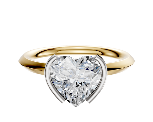 18K Two Tone Bezel Half Bezel North/South Classic Knife Edge 2.0mm Engagement Ring
