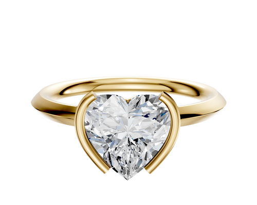 18K Yellow Gold Bezel Half Bezel North/South Classic Knife Edge 2.0mm Engagement Ring