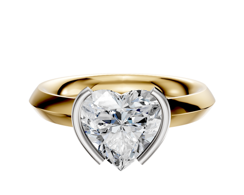 18K Two Tone Bezel Half Bezel North/South Classic Knife Edge 3.0mm Engagement Ring