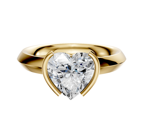 18K Yellow Gold Bezel Half Bezel North/South Classic Knife Edge 3.0mm Engagement Ring