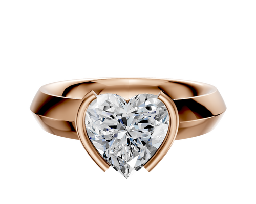 14K Rose Gold Bezel Half Bezel North/South Classic Knife Edge 4.0mm Engagement Ring