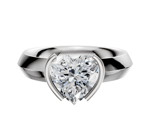 14K White Gold Bezel Half Bezel North/South Classic Knife Edge 4.0mm Engagement Ring