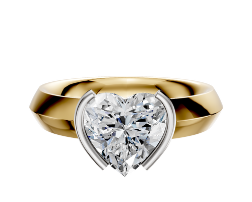 14K Two Tone Bezel Half Bezel North/South Classic Knife Edge 4.0mm Engagement Ring