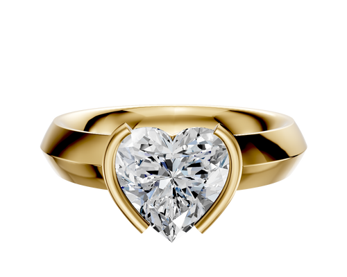14K Yellow Gold Bezel Half Bezel North/South Classic Knife Edge 4.0mm Engagement Ring