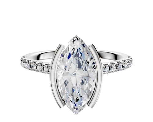 Platinum Bezel Half Bezel North/South Cathedral Dome 1-Row-Pave 2.5mm Engagement Ring