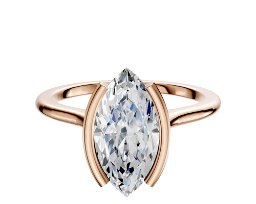 18K Rose Gold Bezel Half Bezel North/South Cathedral Dome 1.5mm Engagement Ring