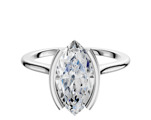 14K White Gold Bezel Half Bezel North/South Cathedral Dome 1.5mm Engagement Ring