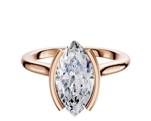 18K Rose Gold Bezel Half Bezel North/South Cathedral Dome 2.0mm Engagement Ring
