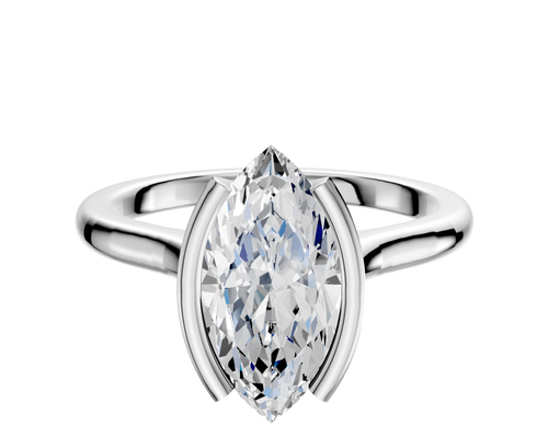 Platinum Bezel Half Bezel North/South Cathedral Dome 2.0mm Engagement Ring