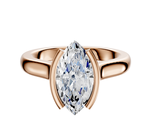18K Rose Gold Bezel Half Bezel North/South Cathedral Dome 3.0mm Engagement Ring