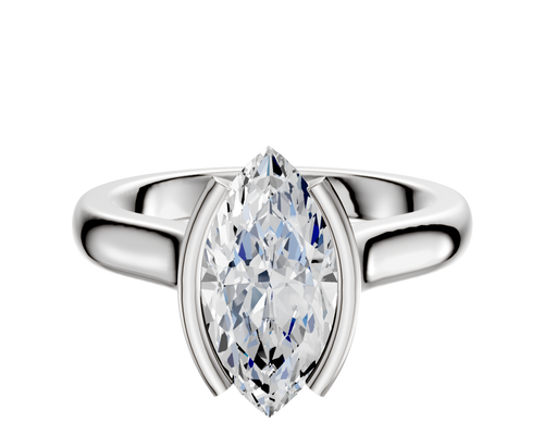 14K White Gold Bezel Half Bezel North/South Cathedral Dome 3.0mm Engagement Ring
