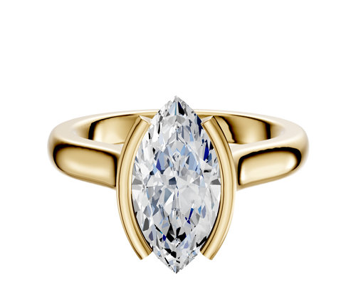 18K Yellow Gold Bezel Half Bezel North/South Cathedral Dome 3.0mm Engagement Ring