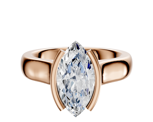 14K Rose Gold Bezel Half Bezel North/South Cathedral Dome 4.0mm Engagement Ring