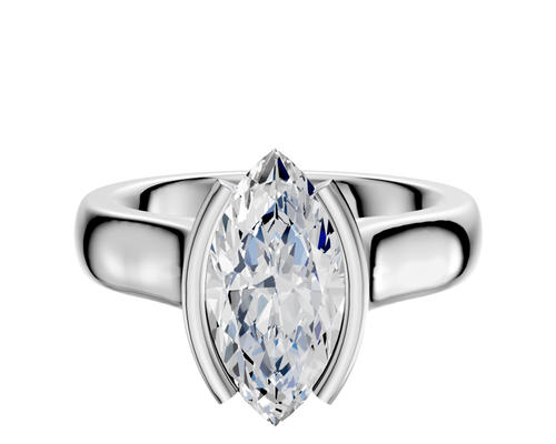 18K White Gold Bezel Half Bezel North/South Cathedral Dome 4.0mm Engagement Ring