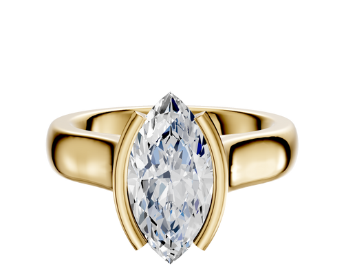 18K Yellow Gold Bezel Half Bezel North/South Cathedral Dome 4.0mm Engagement Ring