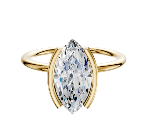 18K Yellow Gold Bezel Half Bezel North/South Classic Dome 1.5mm Engagement Ring