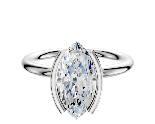 Platinum Bezel Half Bezel North/South Classic Dome 2.0mm Engagement Ring