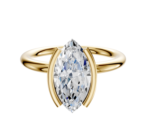 14K Yellow Gold Bezel Half Bezel North/South Classic Dome 2.0mm Engagement Ring