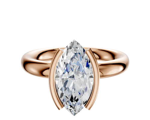 14K Rose Gold Bezel Half Bezel North/South Classic Dome 3.0mm Engagement Ring