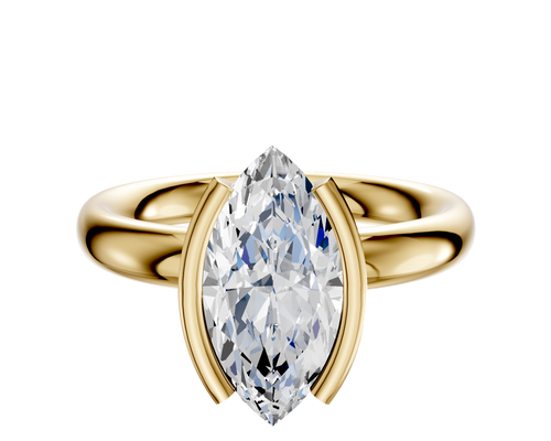 14K Yellow Gold Bezel Half Bezel North/South Classic Dome 3.0mm Engagement Ring