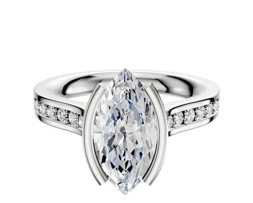 Platinum Bezel Half Bezel North/South Cathedral Flat 1-Row-Pave 2.5mm Engagement Ring