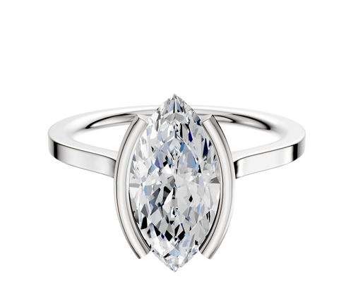 14K White Gold Bezel Half Bezel North/South Cathedral Flat 1.5mm Engagement Ring