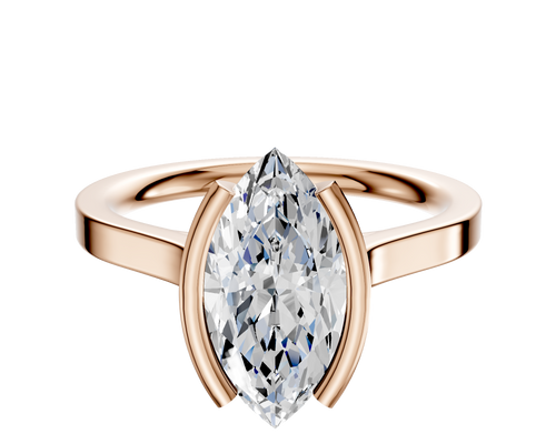 14K Rose Gold Bezel Half Bezel North/South Cathedral Flat 2.0mm Engagement Ring