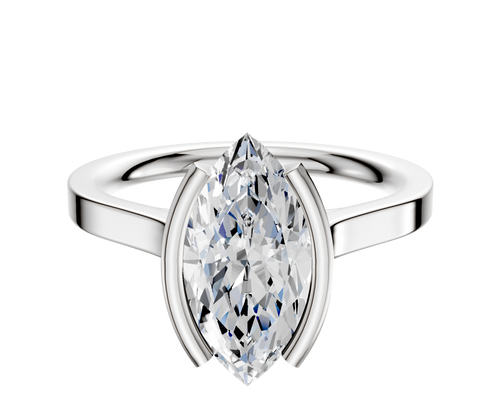 14K White Gold Bezel Half Bezel North/South Cathedral Flat 2.0mm Engagement Ring
