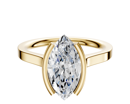 14K Yellow Gold Bezel Half Bezel North/South Cathedral Flat 2.0mm Engagement Ring