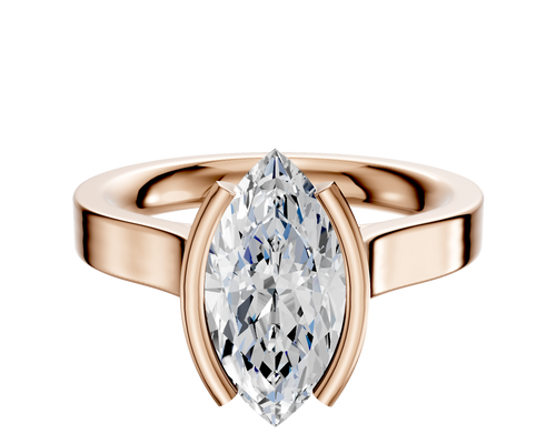 18K Rose Gold Bezel Half Bezel North/South Cathedral Flat 3.0mm Engagement Ring