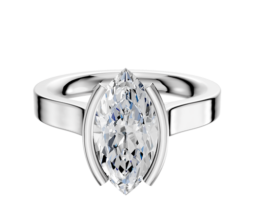 Platinum Bezel Half Bezel North/South Cathedral Flat 3.0mm Engagement Ring