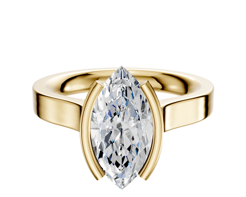 18K Yellow Gold Bezel Half Bezel North/South Cathedral Flat 3.0mm Engagement Ring