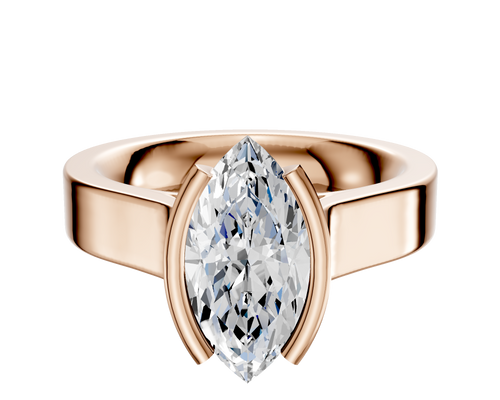 14K Rose Gold Bezel Half Bezel North/South Cathedral Flat 4.0mm Engagement Ring