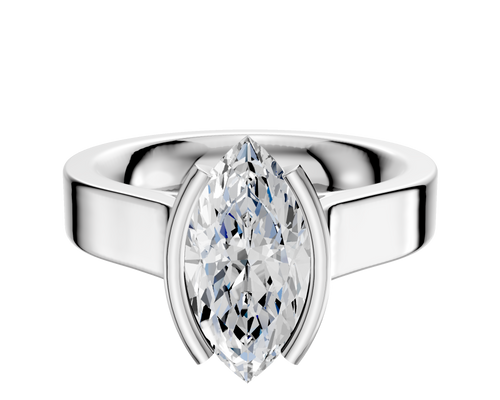 18K White Gold Bezel Half Bezel North/South Cathedral Flat 4.0mm Engagement Ring
