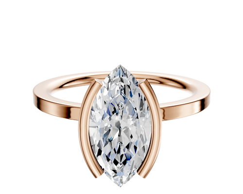 14K Rose Gold Bezel Half Bezel North/South Classic Flat 1.5mm Engagement Ring