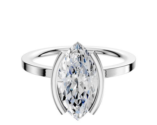 14K White Gold Bezel Half Bezel North/South Classic Flat 1.5mm Engagement Ring