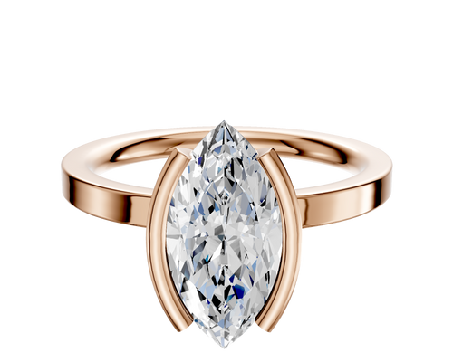 18K Rose Gold Bezel Half Bezel North/South Classic Flat 2.0mm Engagement Ring