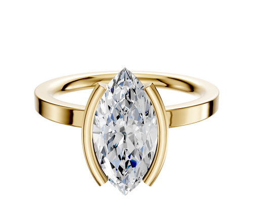 14K Yellow Gold Bezel Half Bezel North/South Classic Flat 2.0mm Engagement Ring