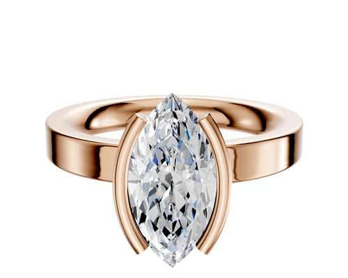 18K Rose Gold Bezel Half Bezel North/South Classic Flat 3.0mm Engagement Ring