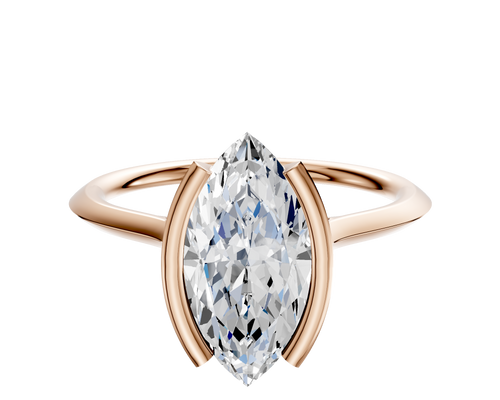18K Rose Gold Bezel Half Bezel North/South Cathedral Knife Edge 1.5mm Engagement Ring