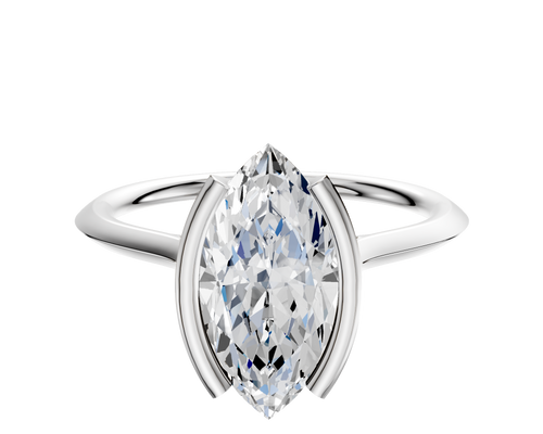 Platinum Bezel Half Bezel North/South Cathedral Knife Edge 1.5mm Engagement Ring