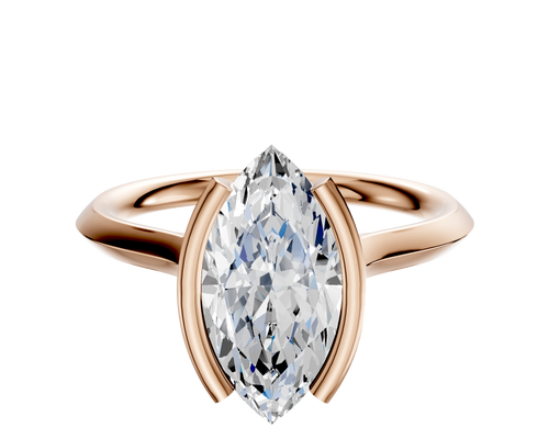 14K Rose Gold Bezel Half Bezel North/South Cathedral Knife Edge 2.0mm Engagement Ring