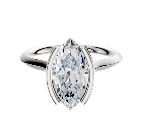 Platinum Bezel Half Bezel North/South Cathedral Knife Edge 2.0mm Engagement Ring