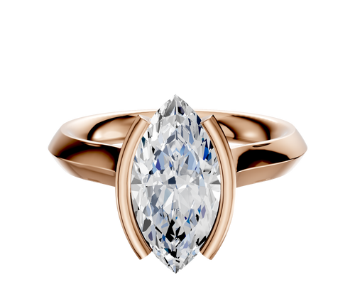 18K Rose Gold Bezel Half Bezel North/South Cathedral Knife Edge 3.0mm Engagement Ring