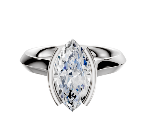 18K White Gold Bezel Half Bezel North/South Cathedral Knife Edge 3.0mm Engagement Ring
