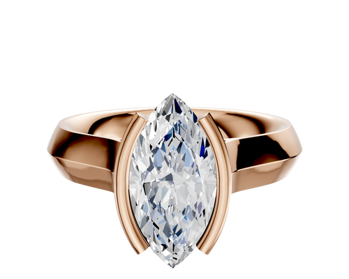 14K Rose Gold Bezel Half Bezel North/South Cathedral Knife Edge 4.0mm Engagement Ring