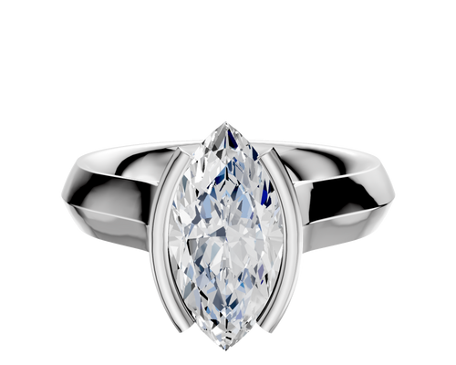 18K White Gold Bezel Half Bezel North/South Cathedral Knife Edge 4.0mm Engagement Ring