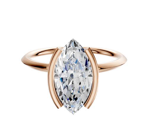18K Rose Gold Bezel Half Bezel North/South Classic Knife Edge 1.5mm Engagement Ring