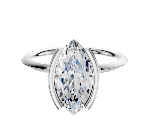 14K White Gold Bezel Half Bezel North/South Classic Knife Edge 1.5mm Engagement Ring